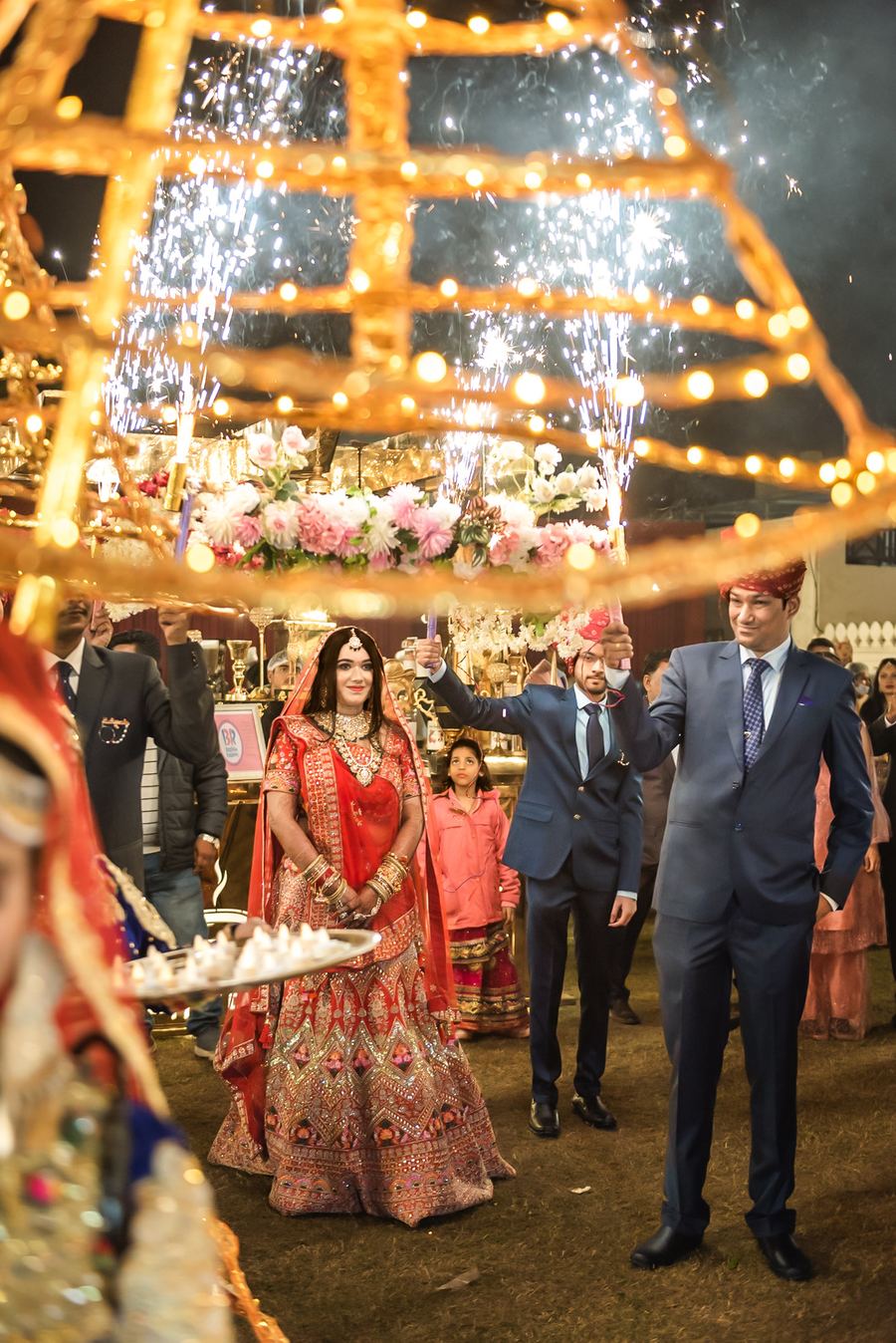 A sangeet under the string lights
