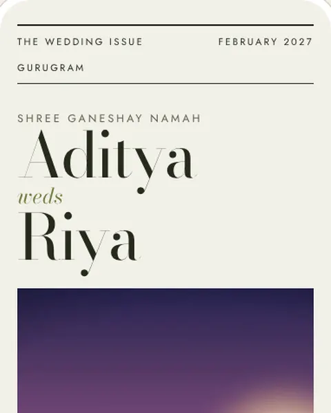 Minimal Editorial wedding invitation website in Olive Print