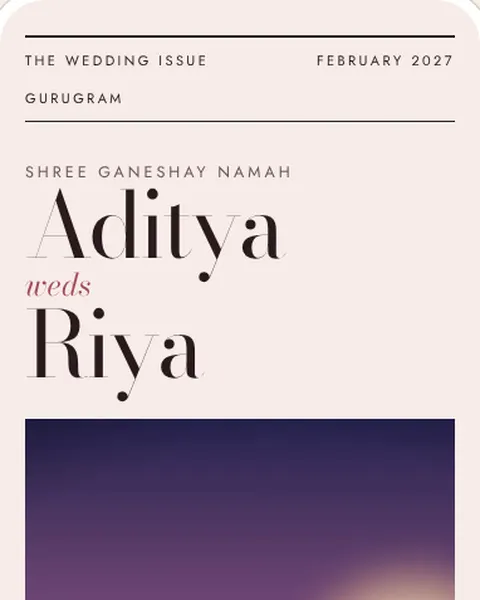 Minimal Editorial wedding invitation website in Blush Paper