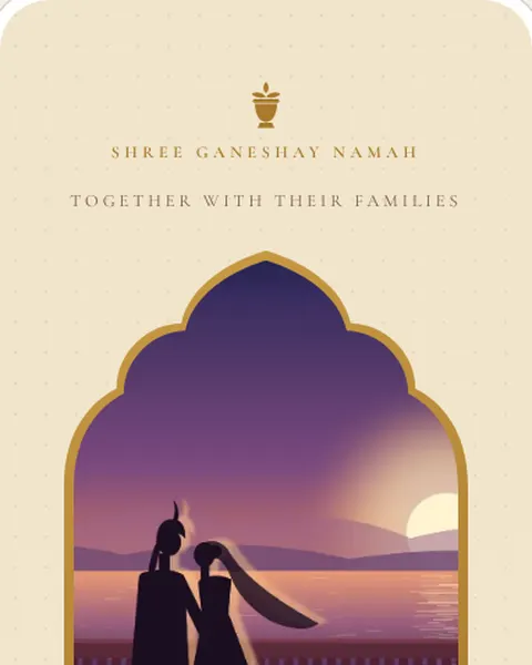 Royal Rajputana wedding invitation website in Ivory & Antique Gold